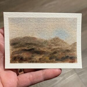 ACEO Miniature Original Art Desert Landscape Soft Pastel - Brown & Tan